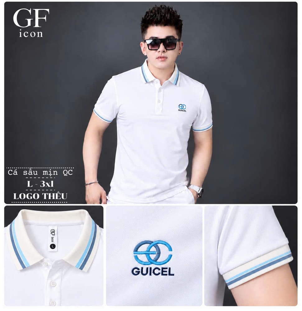 Áo Cổ Trụ Logo GC Xanh – Trắng