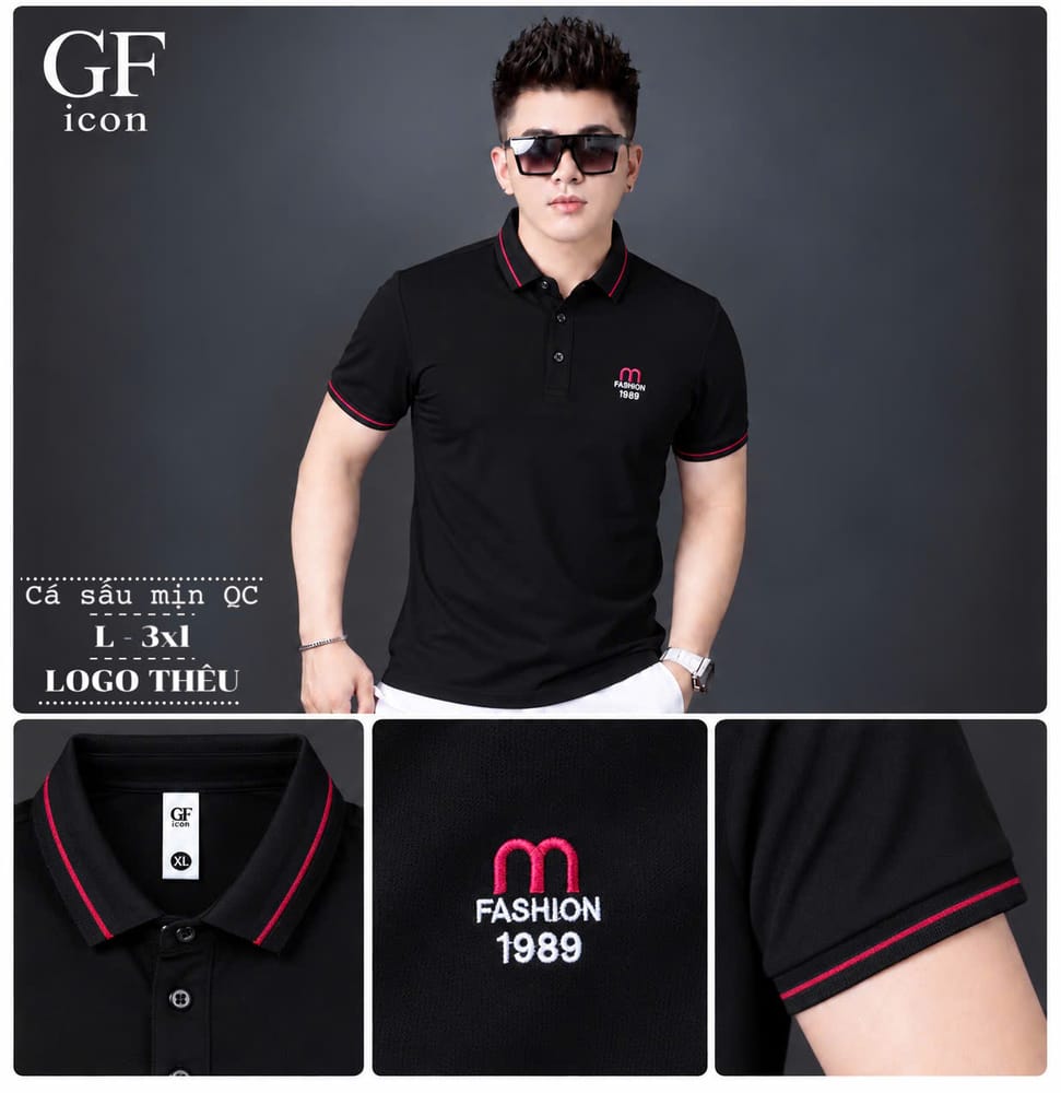 Áo Cổ Trụ Logo M Fashion 1989 – Đen
