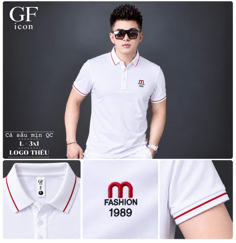 Áo Cổ Trụ Logo M Fashion 1989 – Trắng