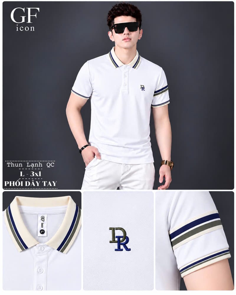 Áo Cổ Trụ Phối Dây Tay DR – Trắng