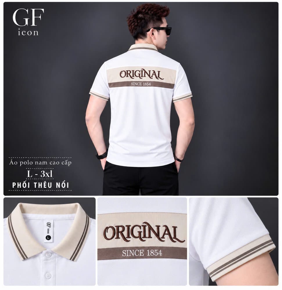 Áo Cổ Trụ Phối Thêu Nổi Original – Trắng
