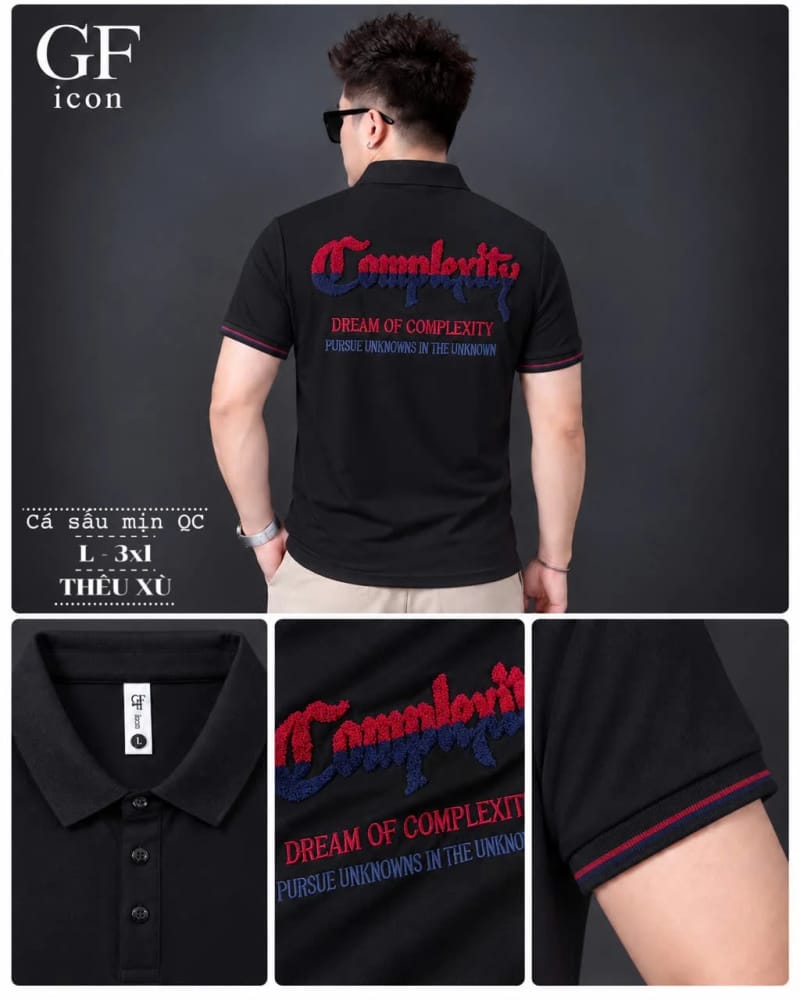 Áo Cổ Trụ Thêu Xù Complexity – Đen