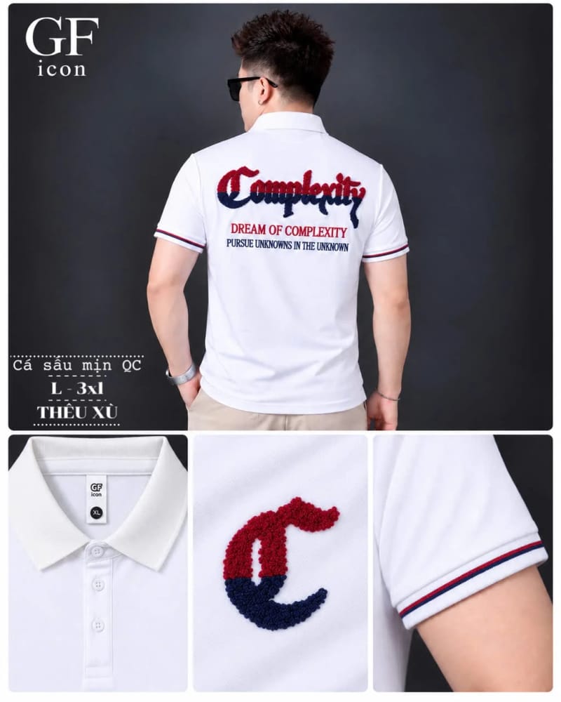 Áo Cổ Trụ Thêu Xù Complexity – Trắng